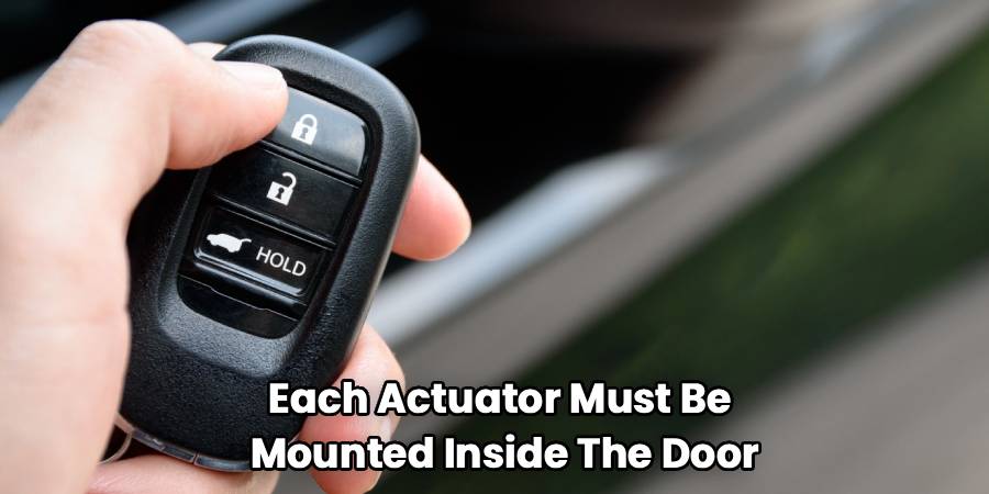 Each Actuator Must Be
Mounted Inside The Door